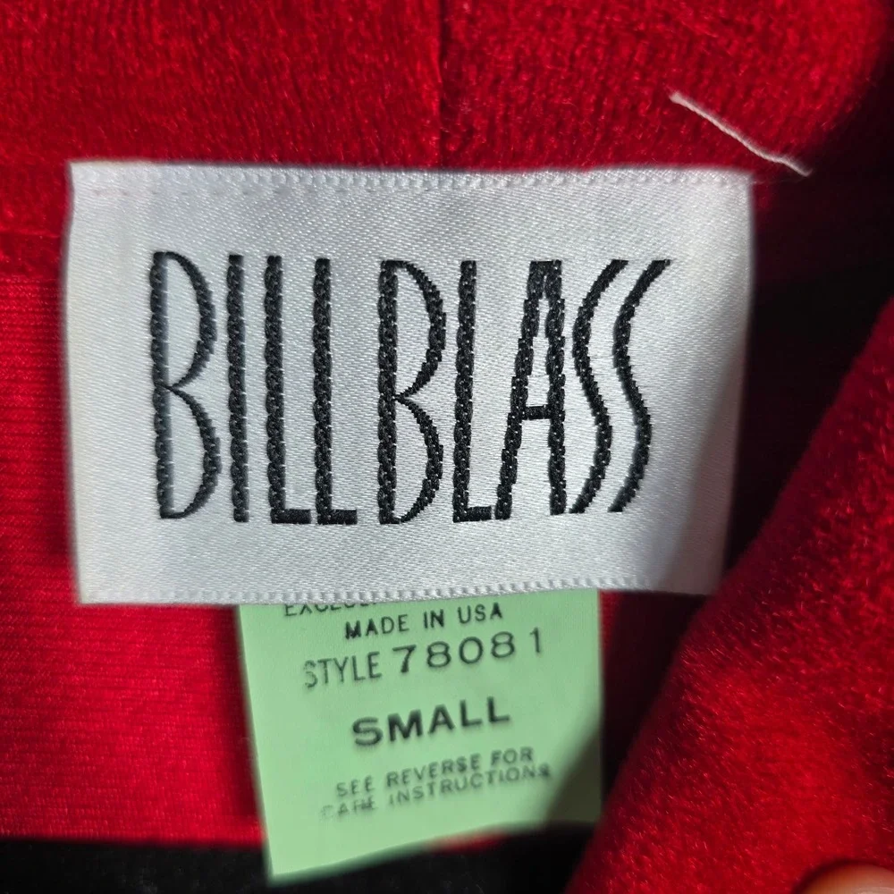 VTG Bill Blass Robe Small Red Dacron Polyester Long Lounger Luxury Trim Belt USA